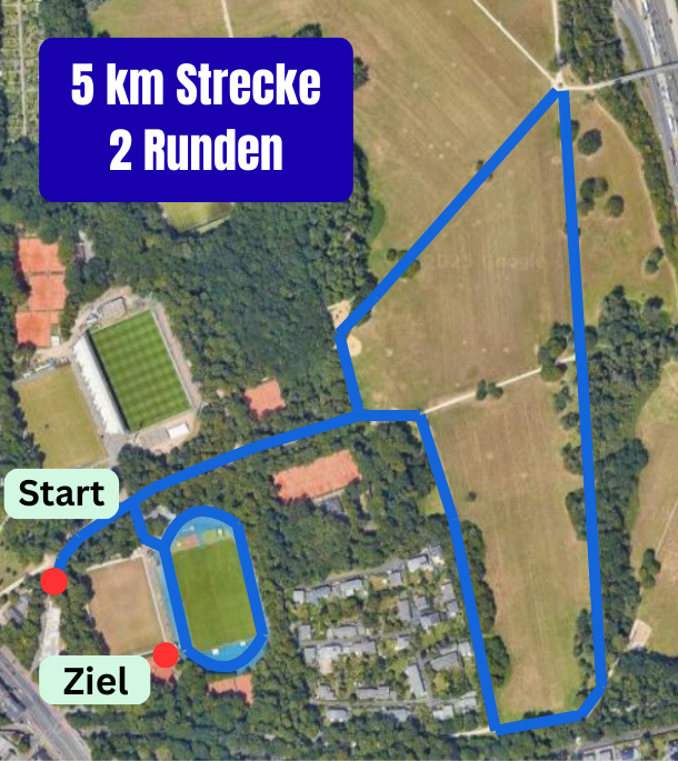 Kartenabbildung der 5km Strecke auf der Merheimer Heide