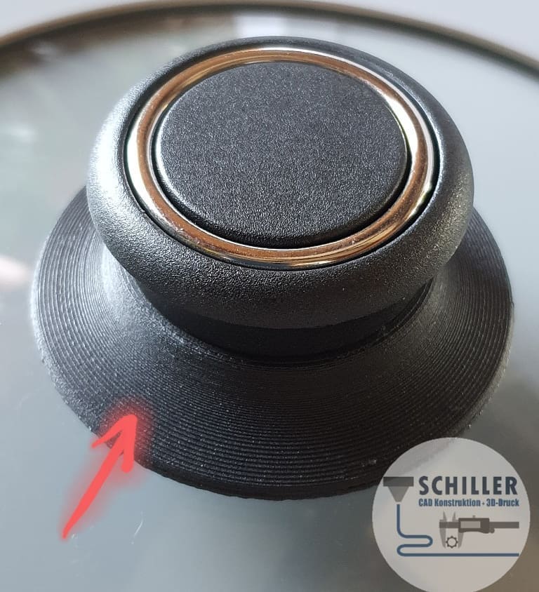 Ersatzteil Topfdeckel-Ring aus Nylon mit Carbon aus dem 3D-Drucker Ersatzteil Topfdeckel-Ring aus Nylon mit Carbon aus dem 3D-Drucker