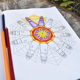 Partially colored lighthouse mandala