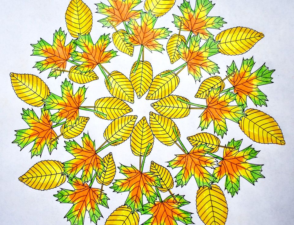 Fall leaf coloring page