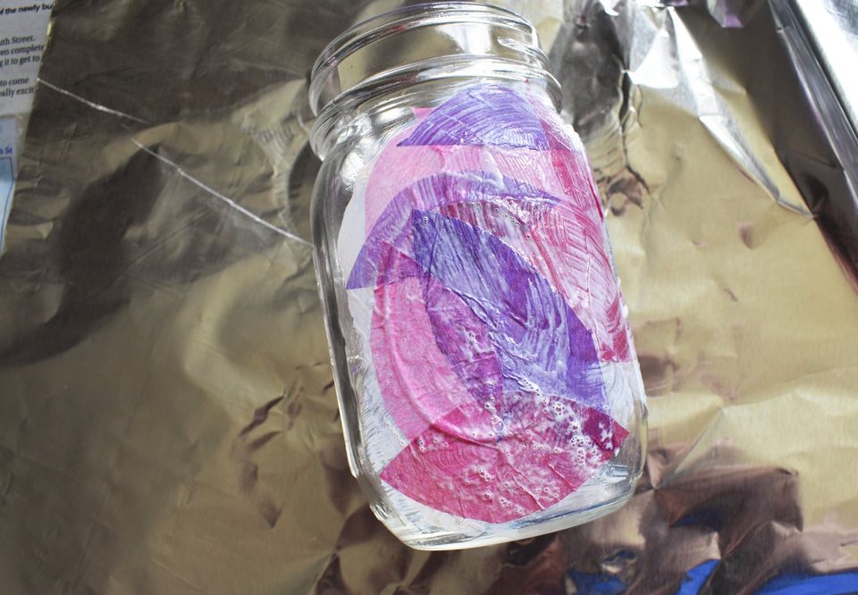 Mason jar with tissue paper