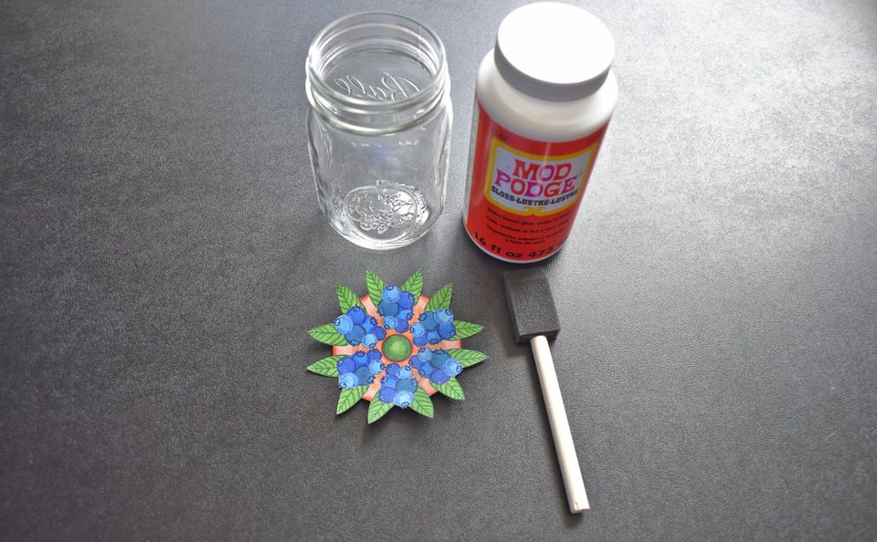 Mod Podge, mason jar and other craft supplies