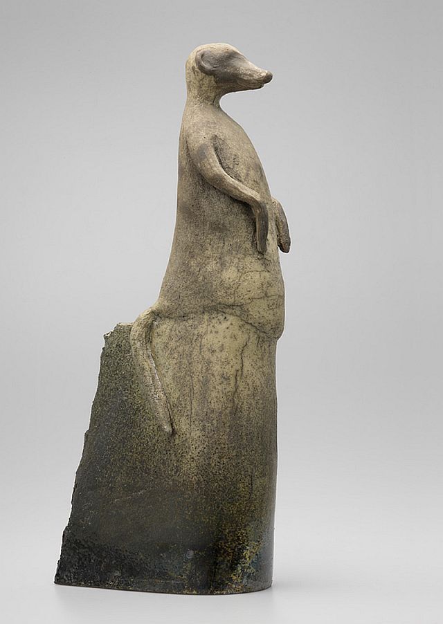 Suricat en paperclay blanc cuisson Raku