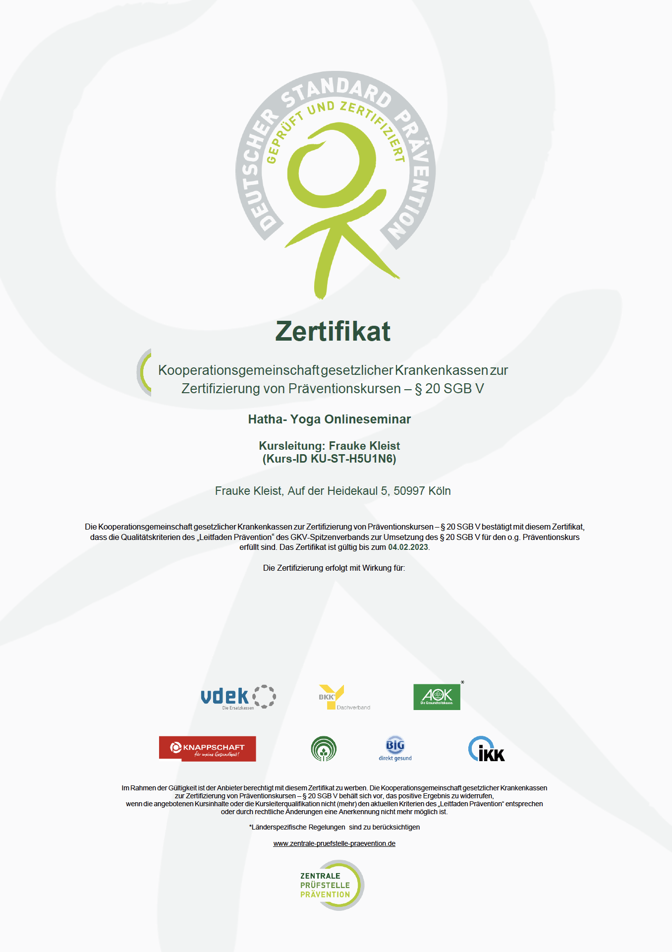 Zertifizierter Yoga-Onlinekurs