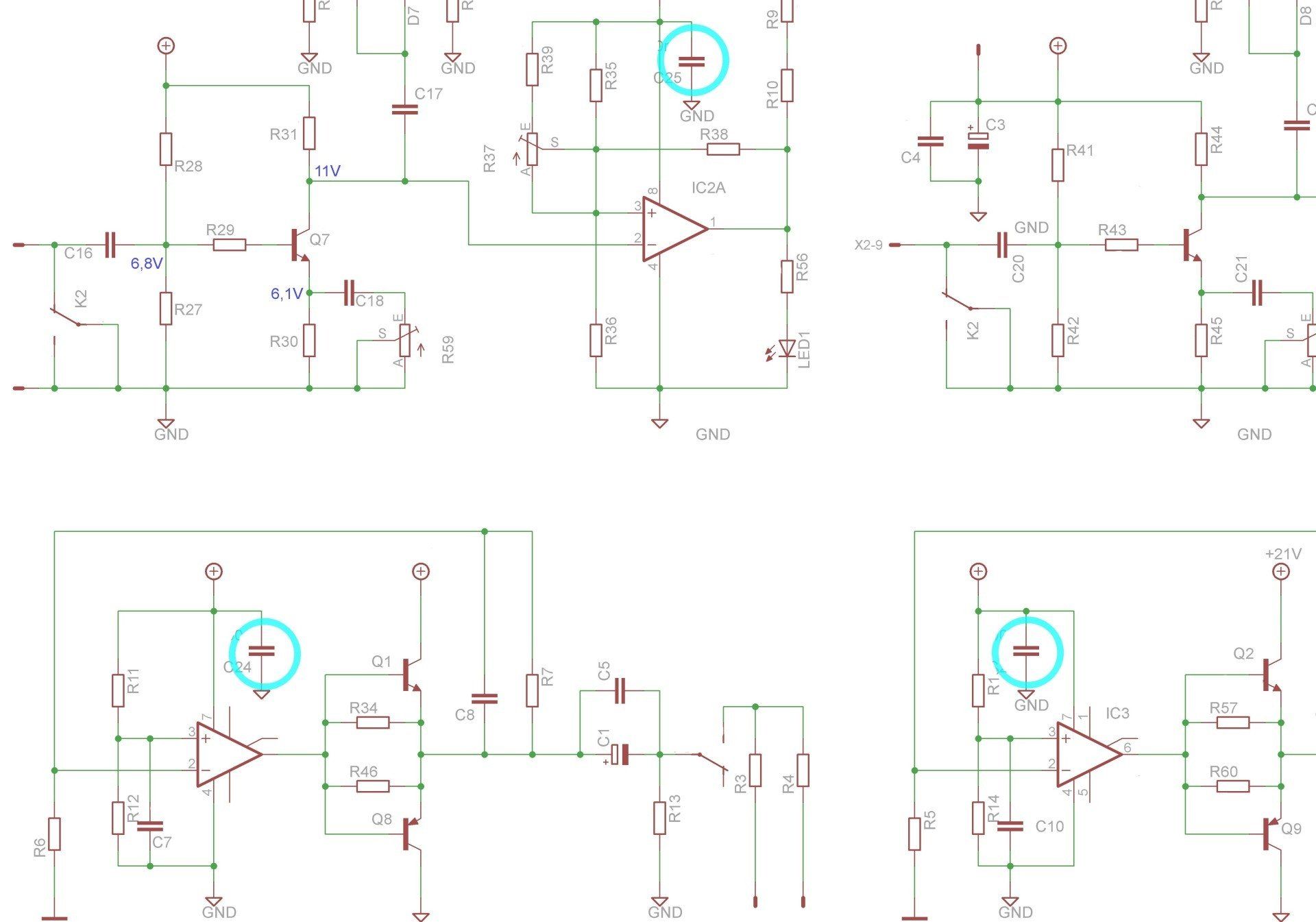 Block and support capacitors on the components of the Revox B77 monitor board, Premium-Hifi Block and support capacitors on the components of the Revox B77 monitor board, Premium-Hifi