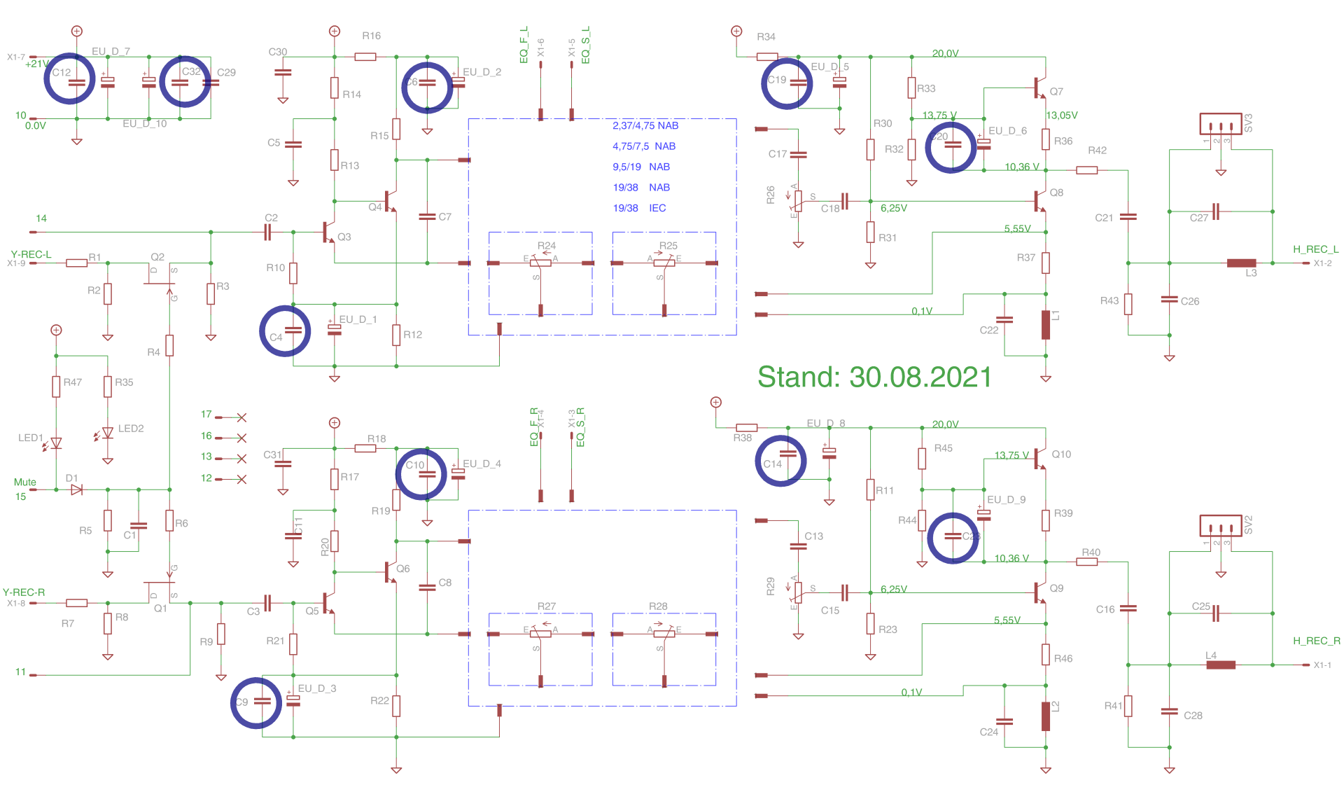 Bypass capacitors recording board Revox B77 revox-online