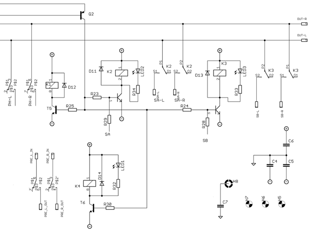 The four relay outputs of the Revox B750 in the Premium-Hifi Protection Circiut The four relay outputs of the Revox B750 in the Premium-Hifi Protection Circiut