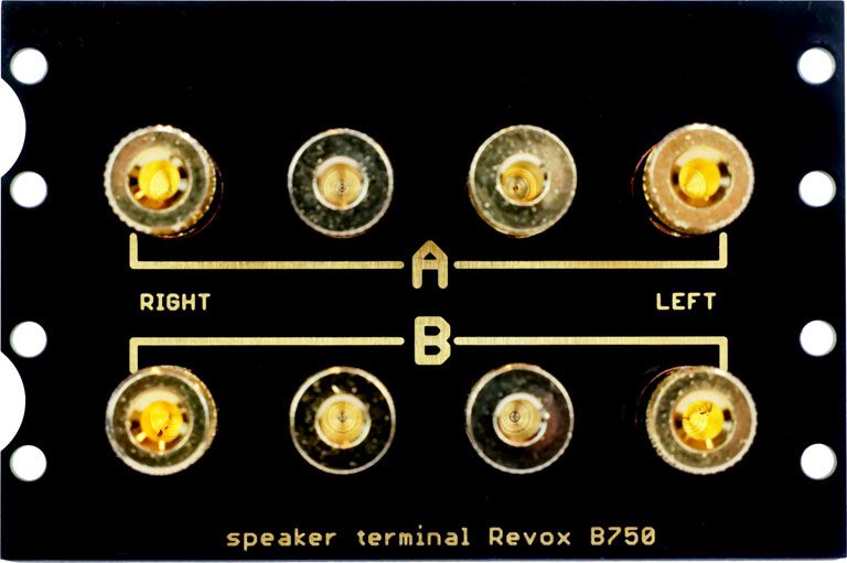 Printed circuit board of the speaker connections for Revox B750 with pole terminals mounted, Premium-Hifi Printed circuit board of the speaker connections for Revox B750 with pole terminals mounted, Premium-Hifi