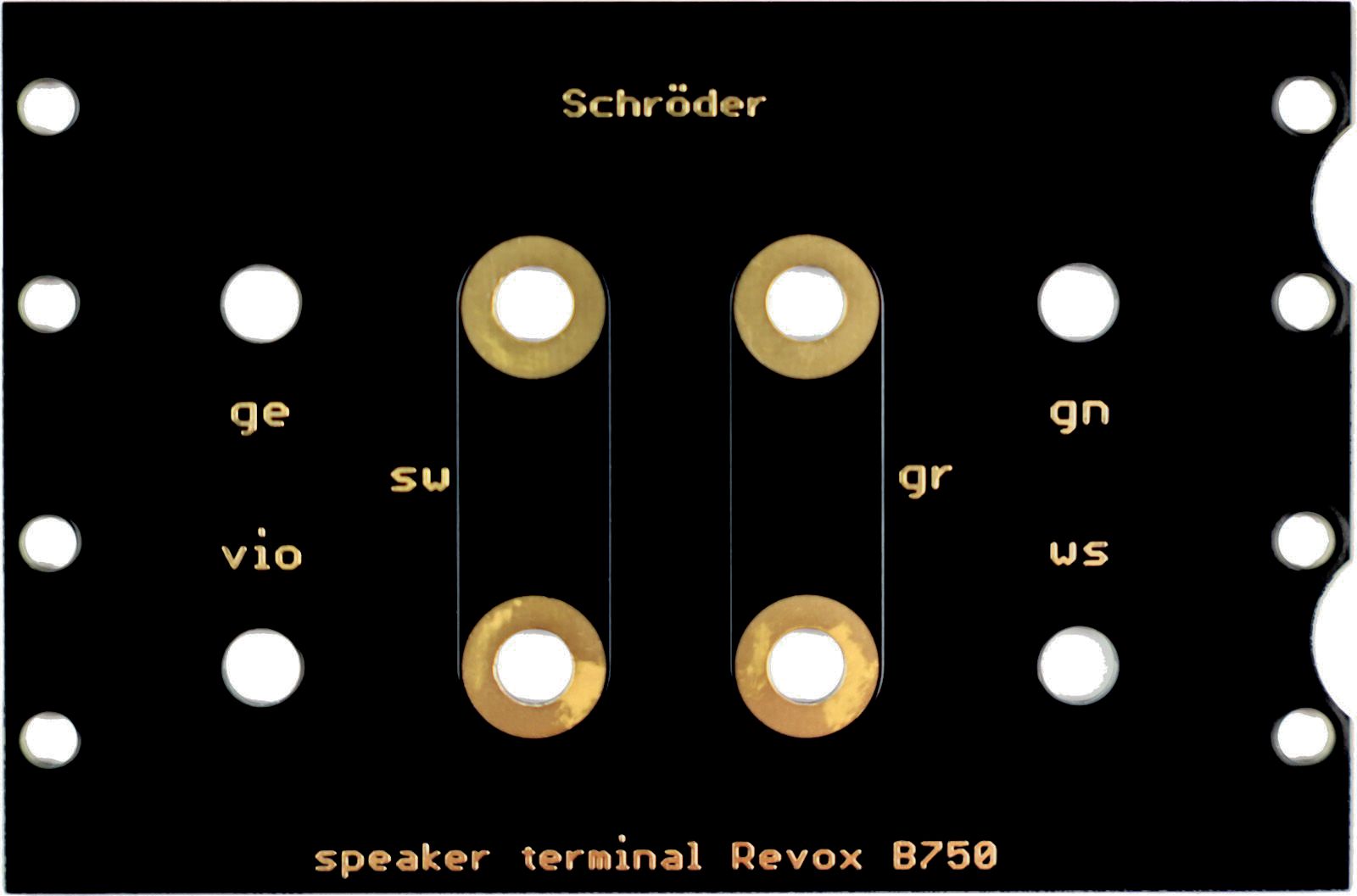 Circuit board of the pole terminals with labelling of the cable colours for Revox B750 from Premium-Hifi Circuit board of the pole terminals with labelling of the cable colours for Revox B750 from Premium-Hifi