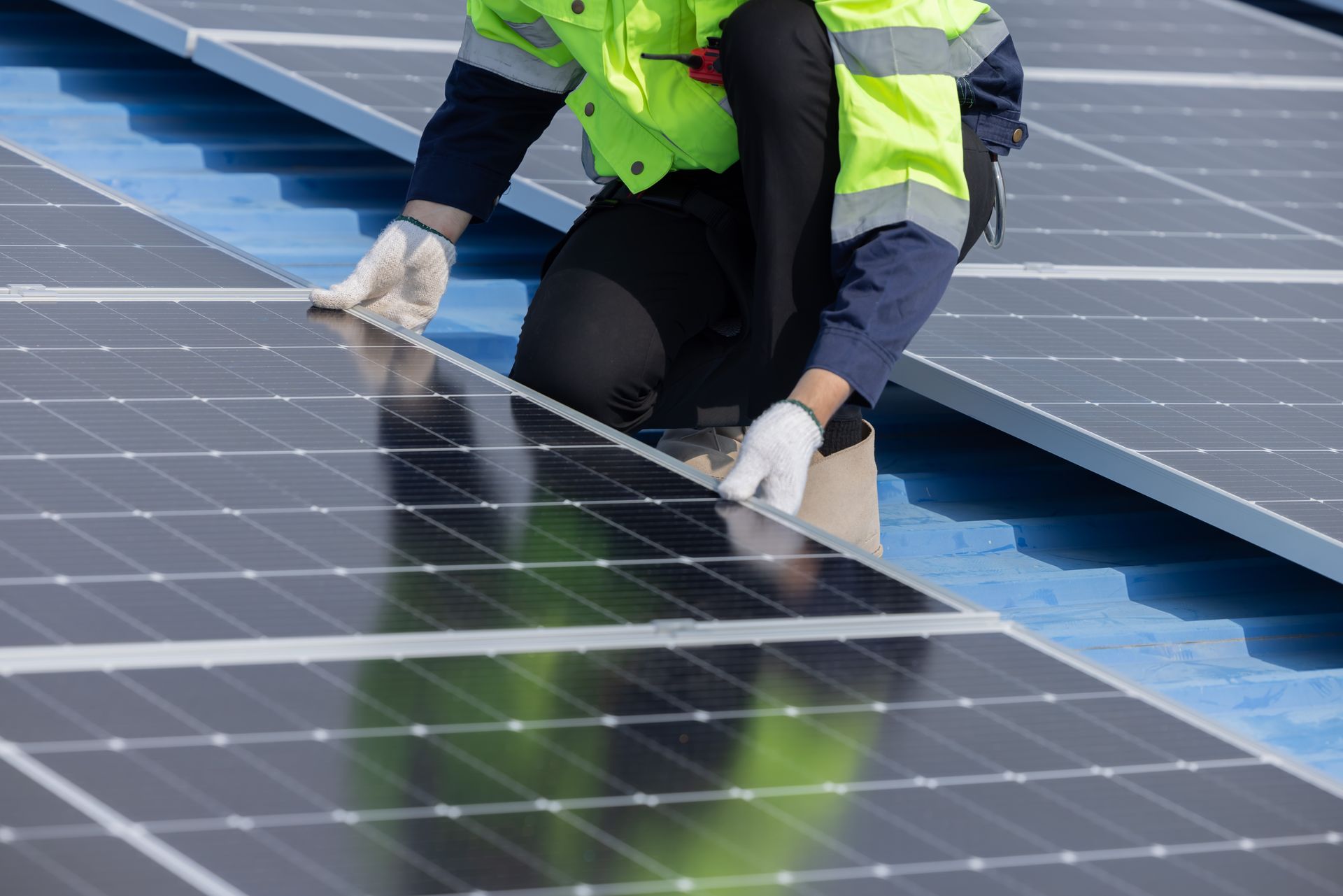 Solar panels being installed.