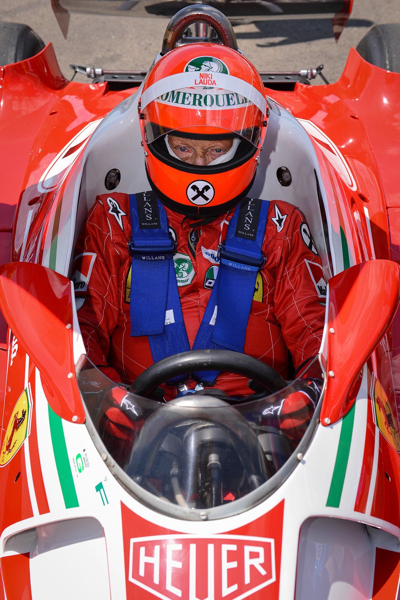 The non-executive chairman of Mercedes AMG, former Austrian Formula One driver Niki Lauda, sits in his 1976 Ferrari 312T2 prior to the start of the 2014 Formula One Grand Prix of Austria at the Red Bull Ring race track in Spielberg, Austria, 22 June 2014. Photo: David Ebener/dpa