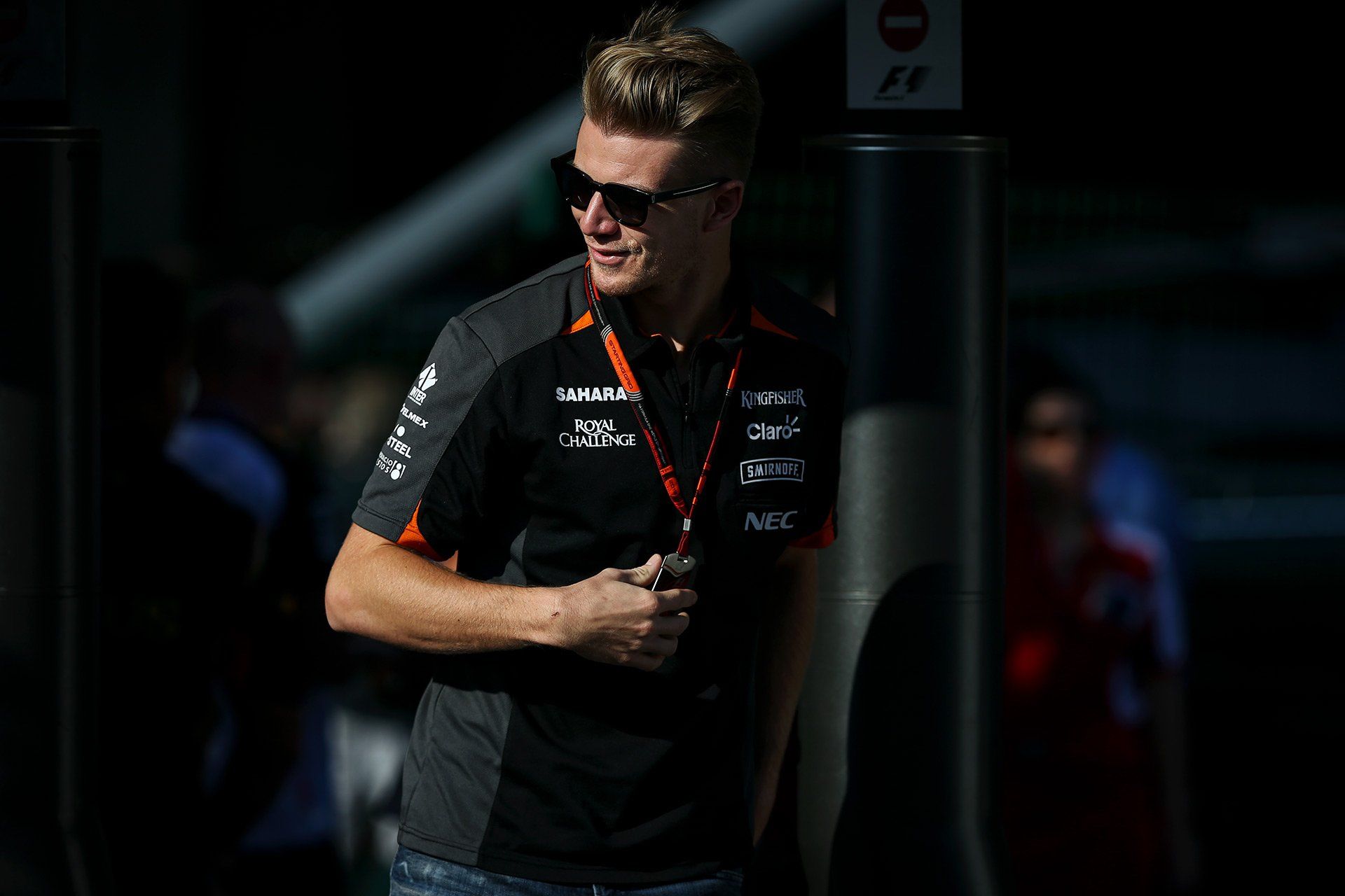 German Formula One driver Nico Huelkenberg of Force India pictured in the paddock of the Formula One Grand Prix of Belgium at the Circuit de Spa-Francorchamps near Spa, Belgium, 22 August 2015. Photo: David Ebener/fototronik.de