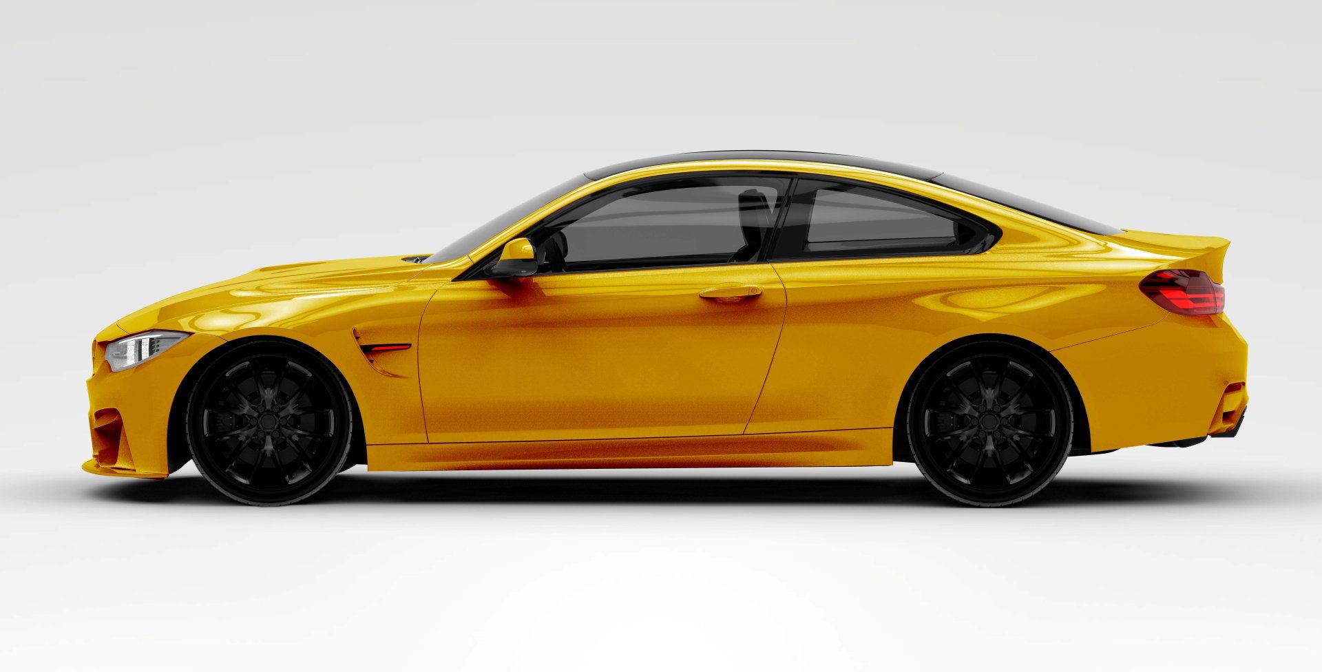 Seitenansicht BMW M4 Competition F82 in gold-gelb