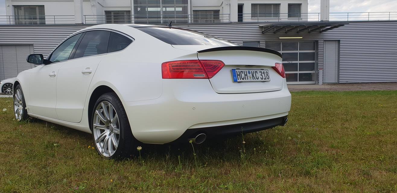 Heckansicht von Folierung / Carwrapping an BMW E46.