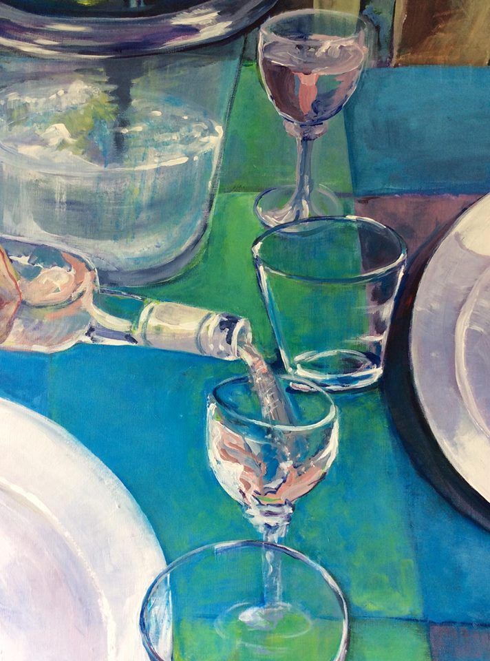 Oeuvre d'art contemporaine | Déjeuner à La Feuilée |  120x120 cm | Huile sur lin