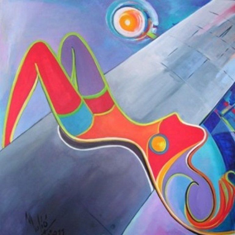 Peinture abstraite contemporaine représentant des femmes