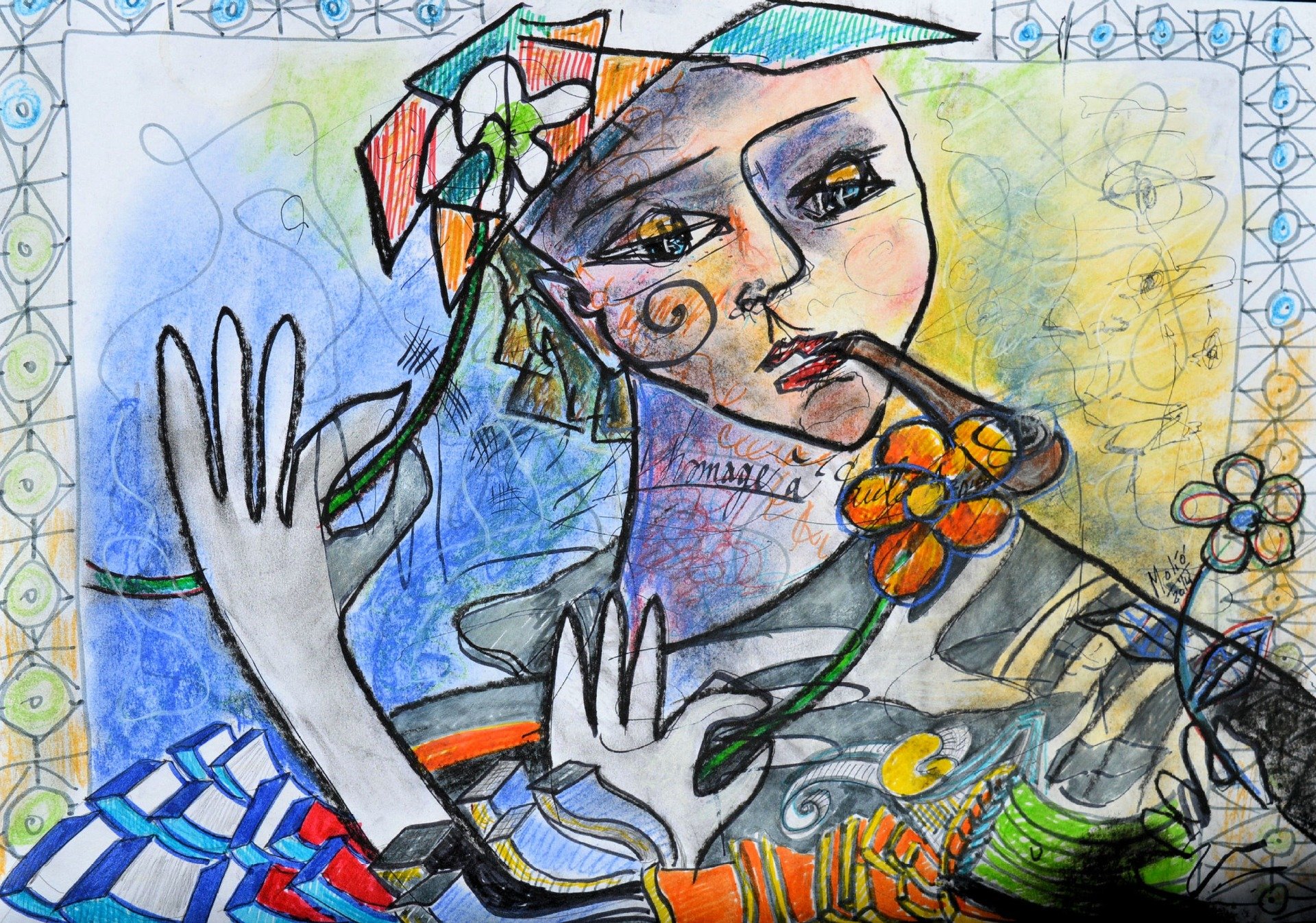 Mommage à paul Aîzpiri| 30x40 cm | Dessin couleur  technique mixte