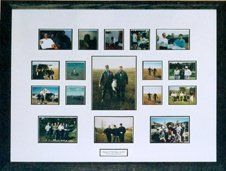 Photo Collage for 50th Birthday Collage of 17 photos of friends and family framed in a charcoal rustic frame with white and black mats