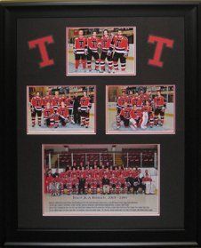 Truro Jr. A Bearcats hockey team photo frame Photos from Truro Jr. A Bearcats hockey team framed in a black frame with black and red mats and logo