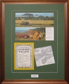 1957 National Geographic article shadow box Cover page & article about Burntcoat Head, N.S. in 1957 National Geographic framed in a honey tone frame with green mats