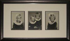 Young Sisters' Photo Triptych Set of 3 photos of young sisters framed in a pewter distressed frame with cream and dark grey mats