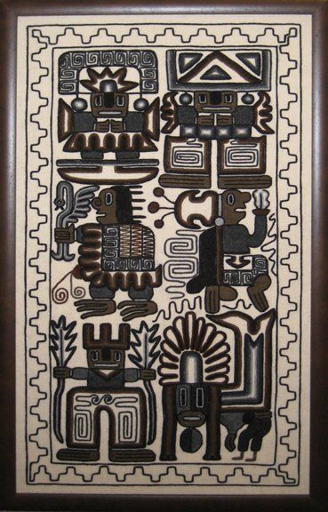 Costa Rican tapestry framed in a brown cork-like frame