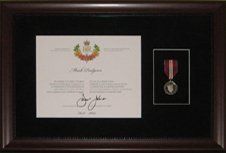 Diamond Jubilee medal and certificate shadow box Diamond Jubilee certificate and medal framed in a mahogany beaded shadow box with black suede mats