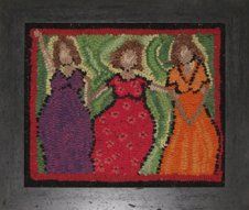 Hooked Rug of Three Women