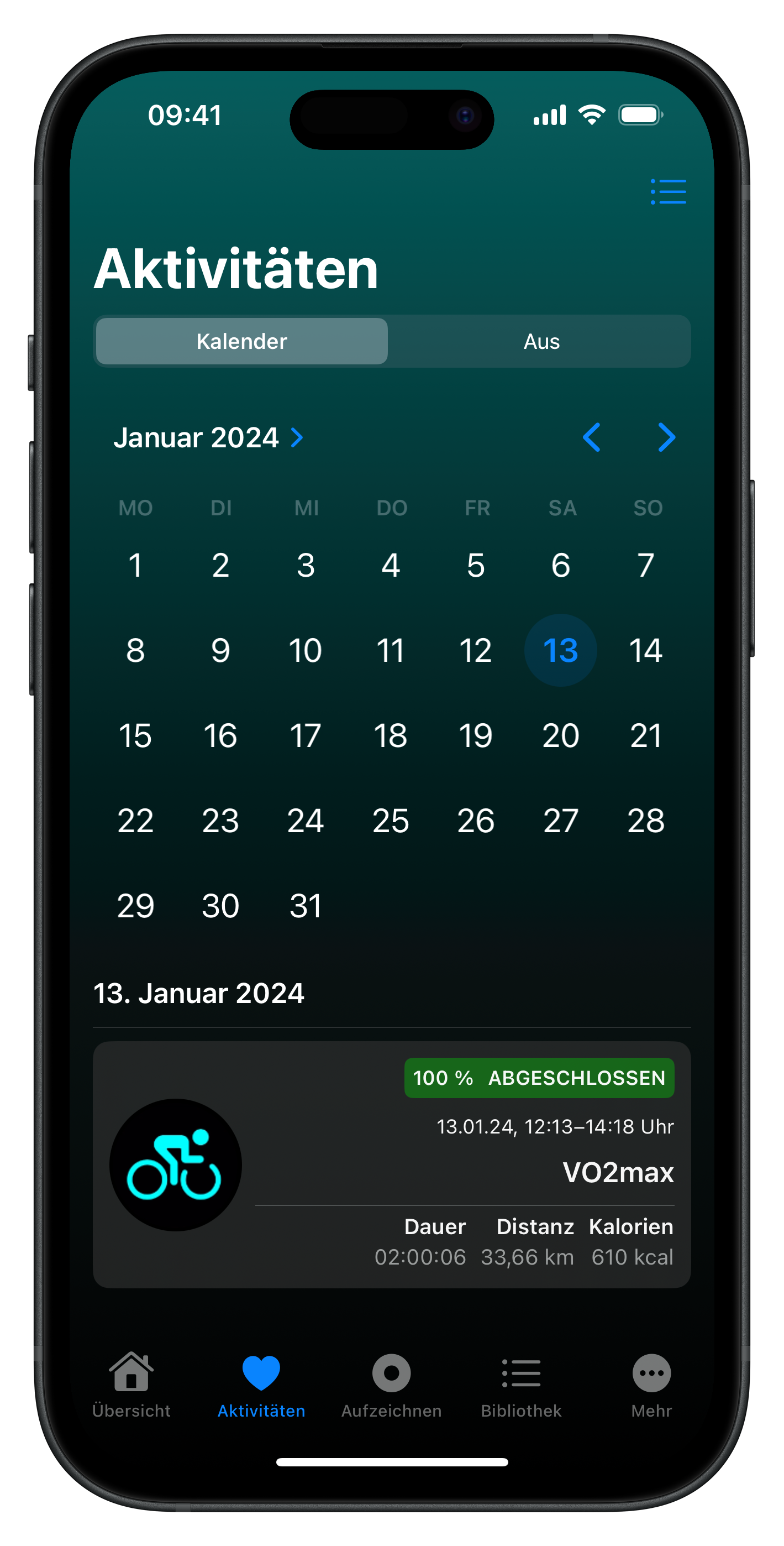 Aktivitätenkalender auf dem iPhone