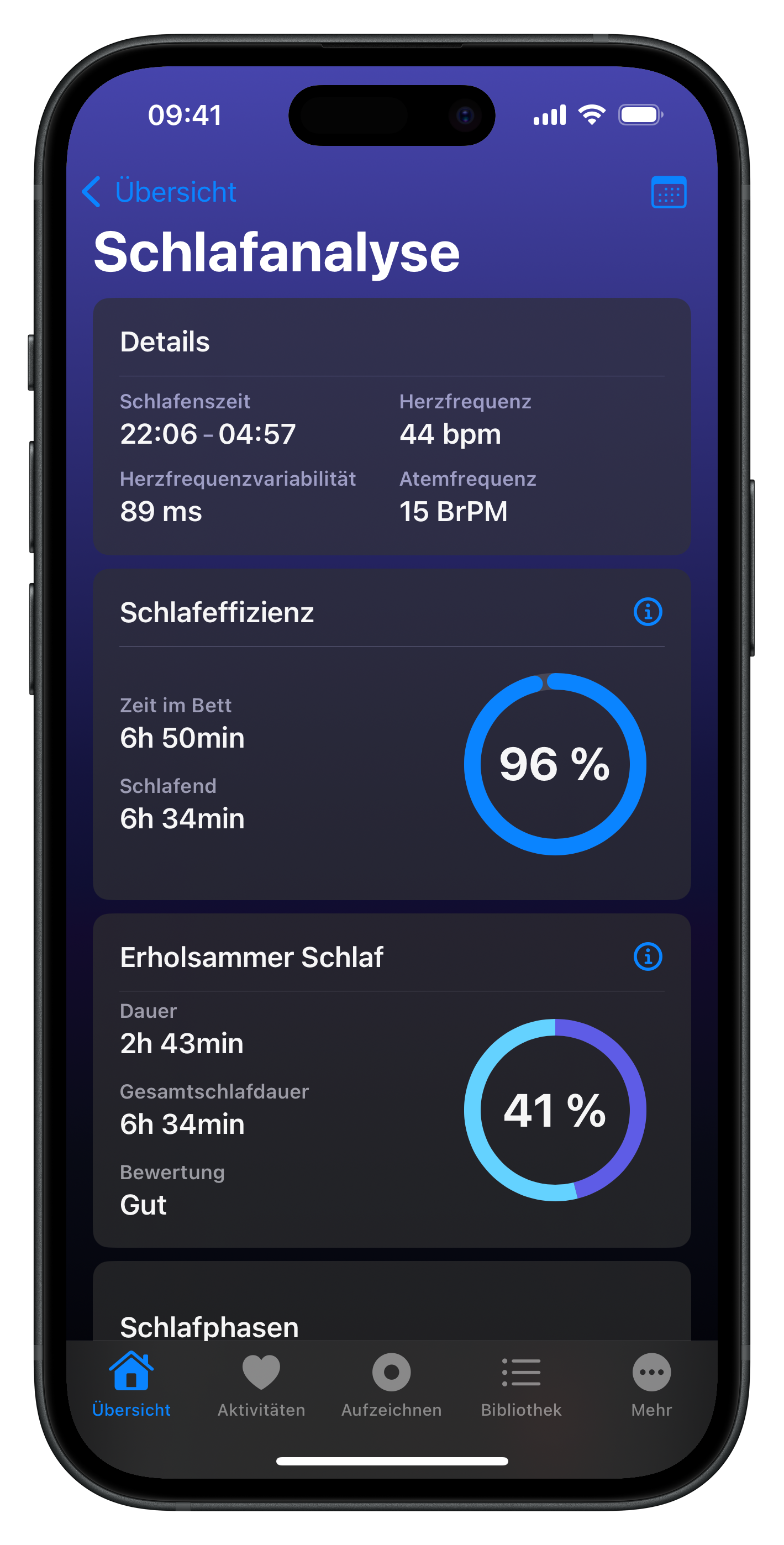 Schlafanalyse auf dem iPhone