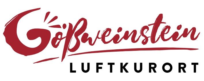 Logo Markt Gößweinstein Logo vom Markt Gößweinstein
Logo mit rotem Schriftzug 'Gößweinstein' in künstlerischer Schrift und schwarzem Text 'LUFTKURORT' in Großbuchstaben darunter.