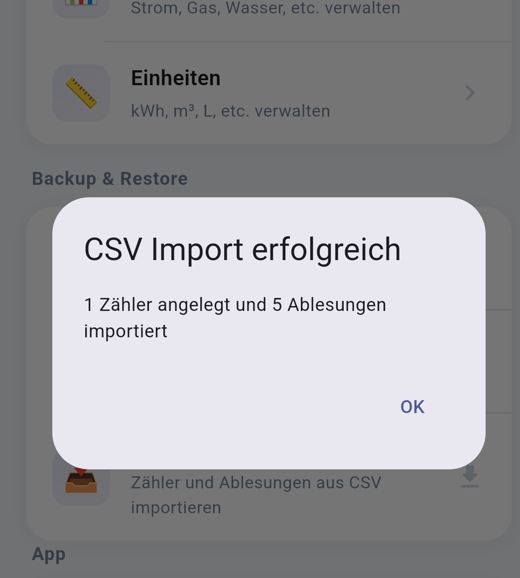 CSV-Import Ergebnis