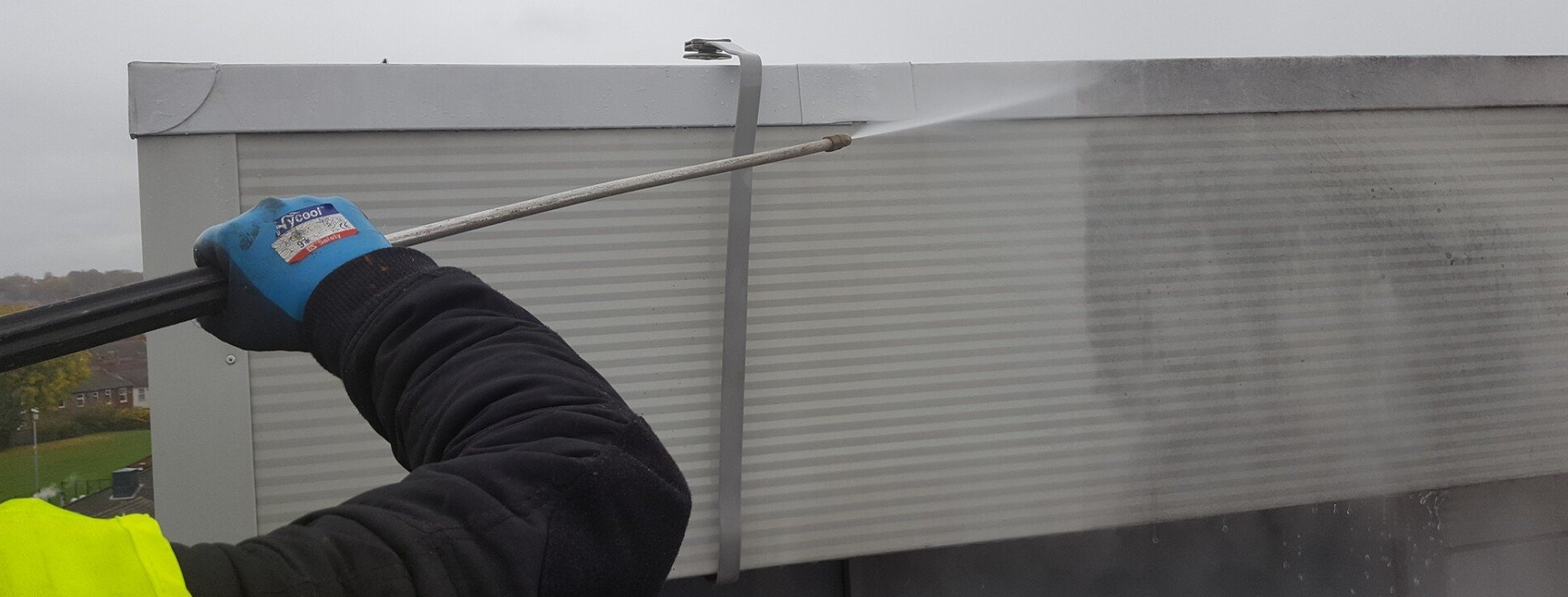Cladding cleaning in progress