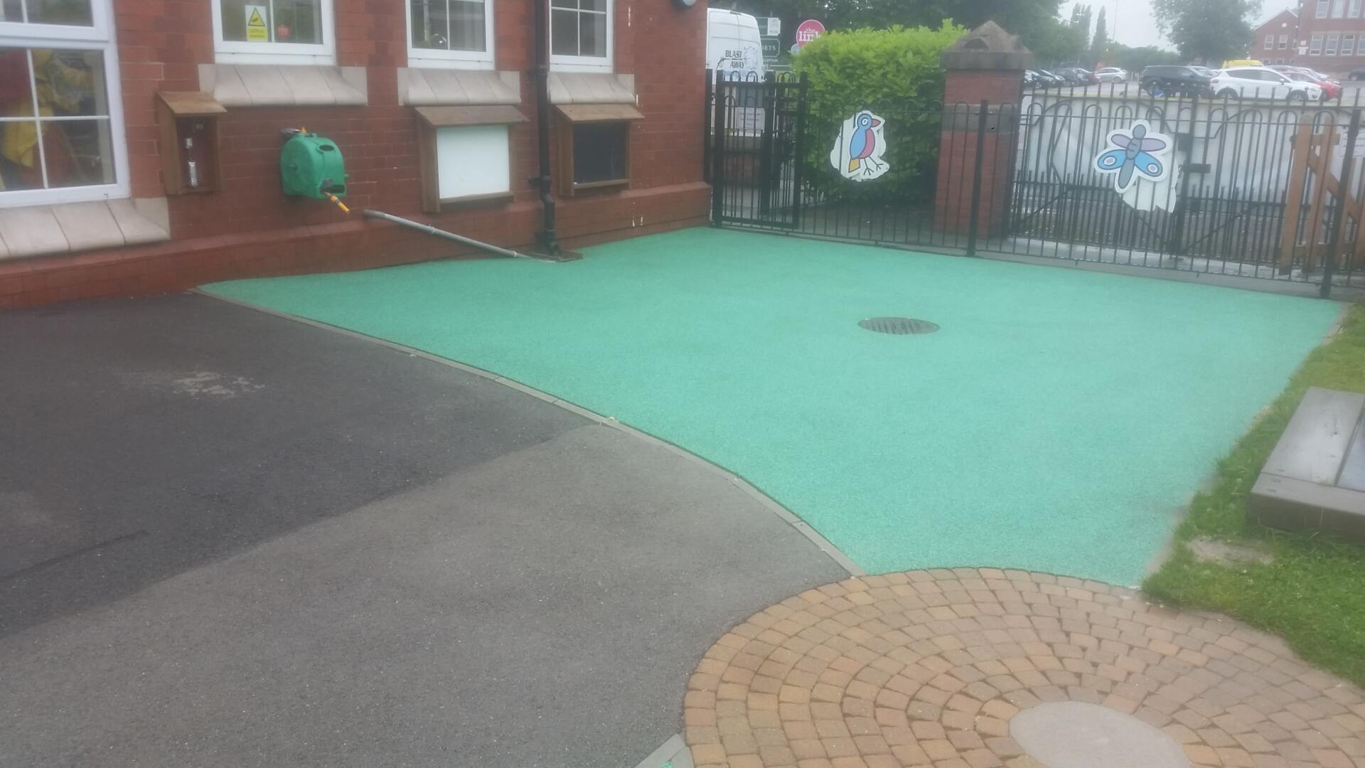 Wetpour EPDM playground surface after cleaning