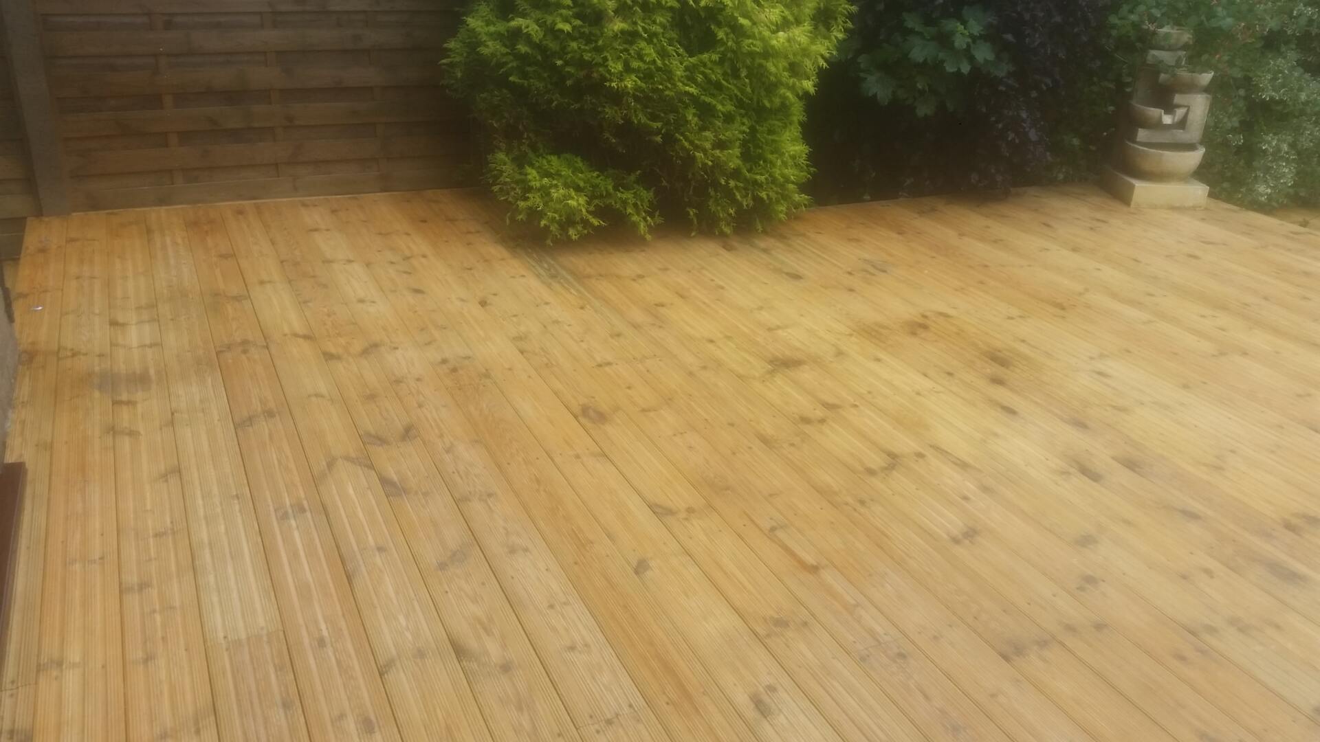 Cleaned timber decking