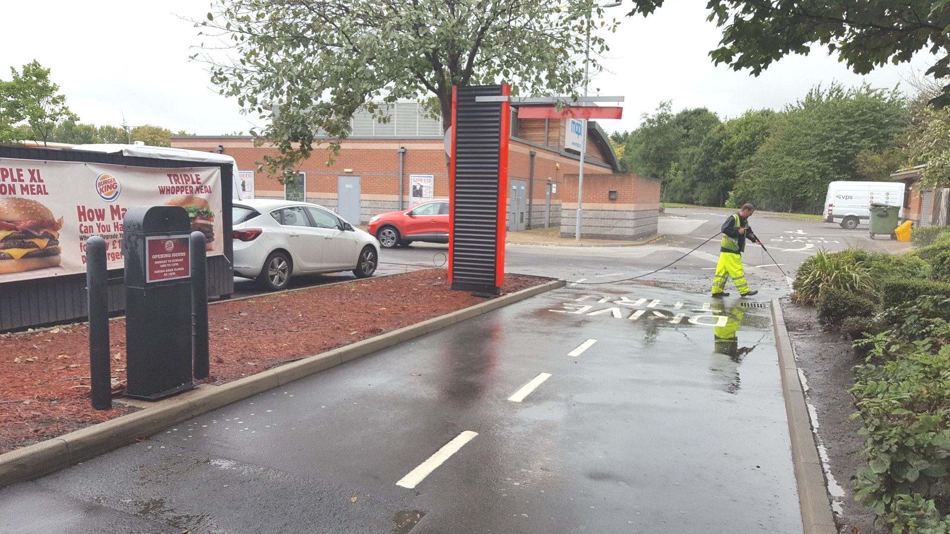 Commercial drive-thru cleaning