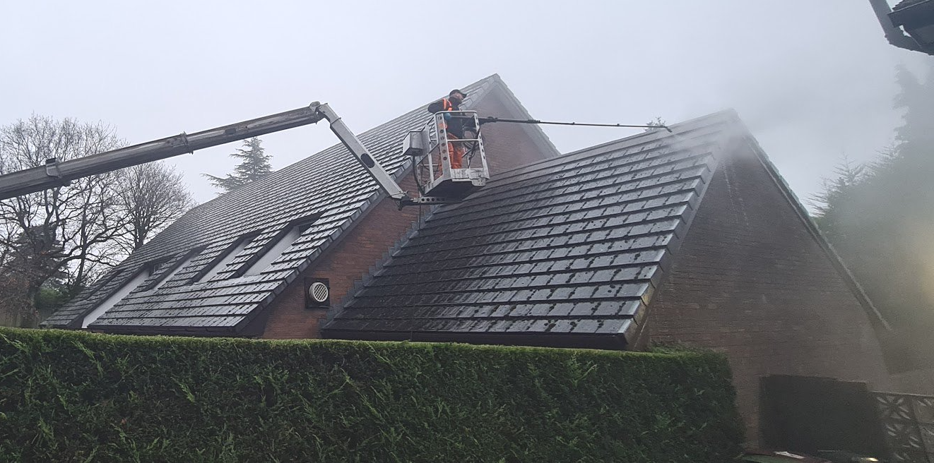 High level access roof steam cleaning