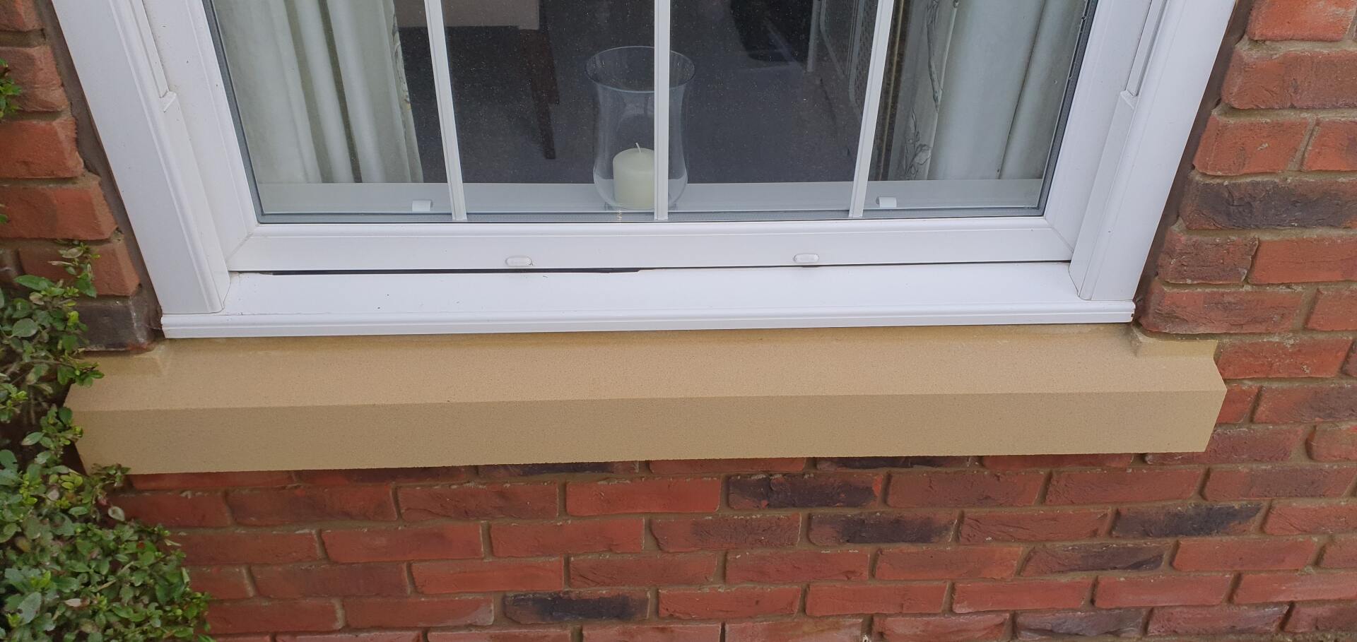 Yorkstone window sill after cleaning