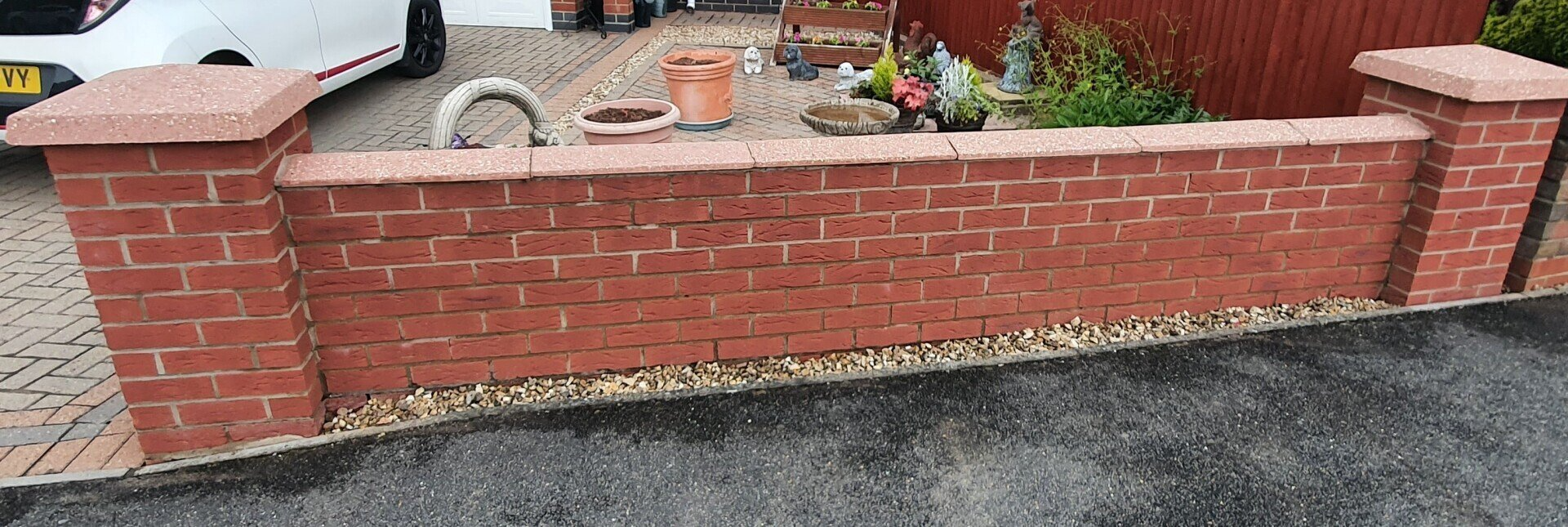 Brick wall after steam cleaning