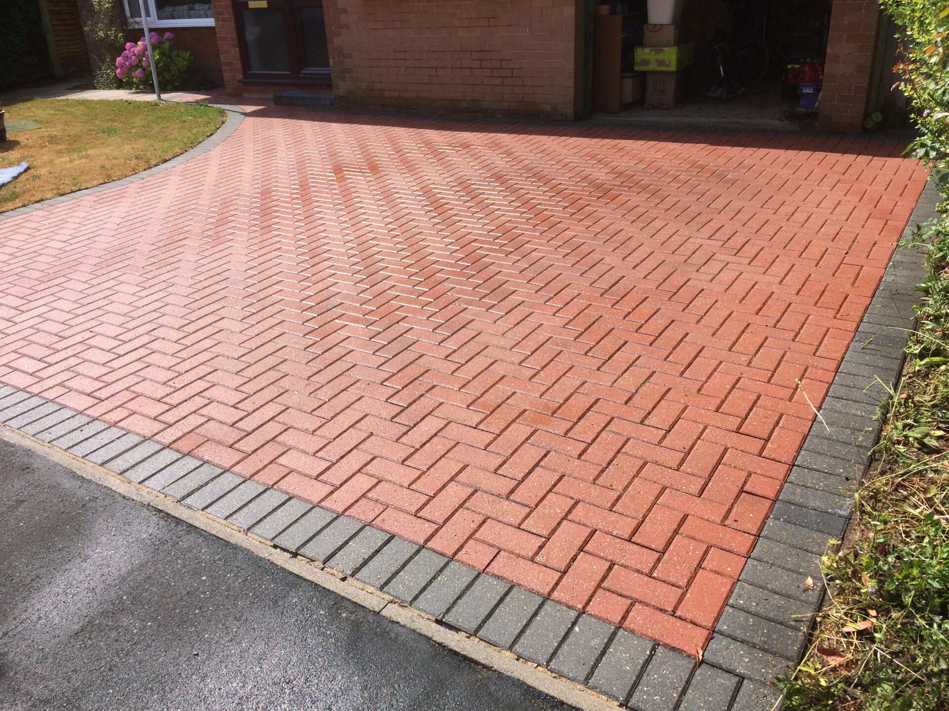 Cleaned and sealed block paving