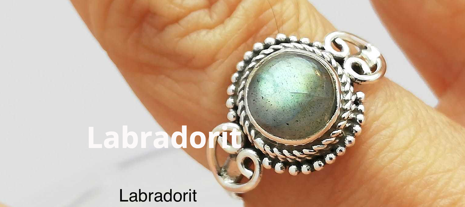 Echt Silber Ring mit Labradorit Stein in Indien hergestellt
