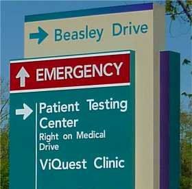 aluminum monolith primary directional sign designed fabricated and installed by Cooper Signage and Graphics for Vidant Health Systems