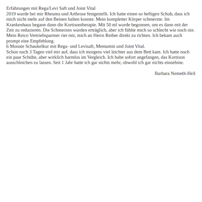 Erfahrungen mit Rega/Levi Saft und Joint Vital