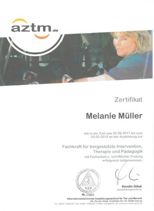Fachkraft für tiergestützte Intervention, Therapie und Pädagogik Fachkraft für tiergestützte Intervention, Therapie und Pädagogik
