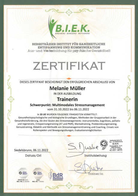 Trainerin Stressmanagement Trainerin Stressmanagement