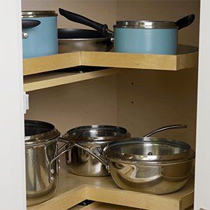 Ideal cabinetry base cabinet two tiered wood Lazy Susan option.