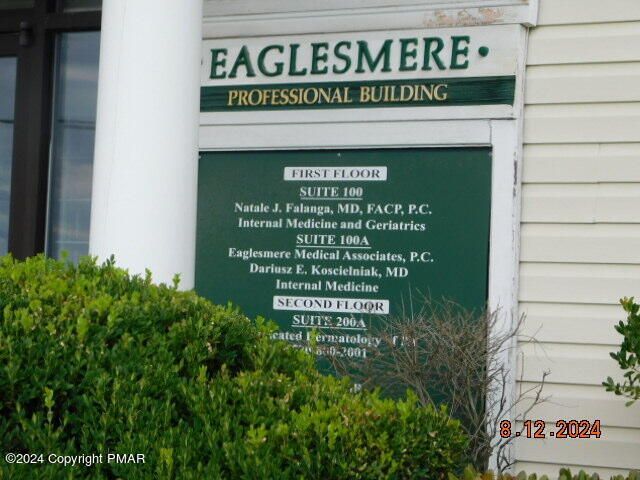 100 Eaglesmere Circle, 1st Floor, East Stroudsburg, PA 2000 Sq. Ft. Professional Office Space, located on 1st Floor, for Lease in Modern Building. Close to Hospital, College and Major Highway. Please see ''Documents'' for Floor Plan. MLS #PM-118329 ASKING PRICE: $2,000/MONTH