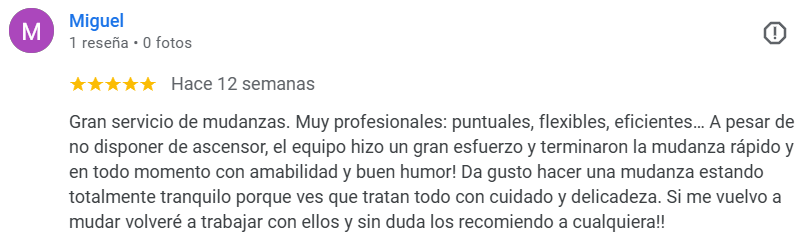 Reseñas mudanzas Torres en Madrid