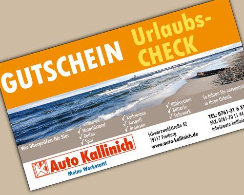 Gutschein für einen Urlaubs-Check an Ihrem Auto Urlaubs-Check Gutschein