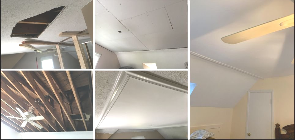 Before and After - Collapsed Ceiling Repair